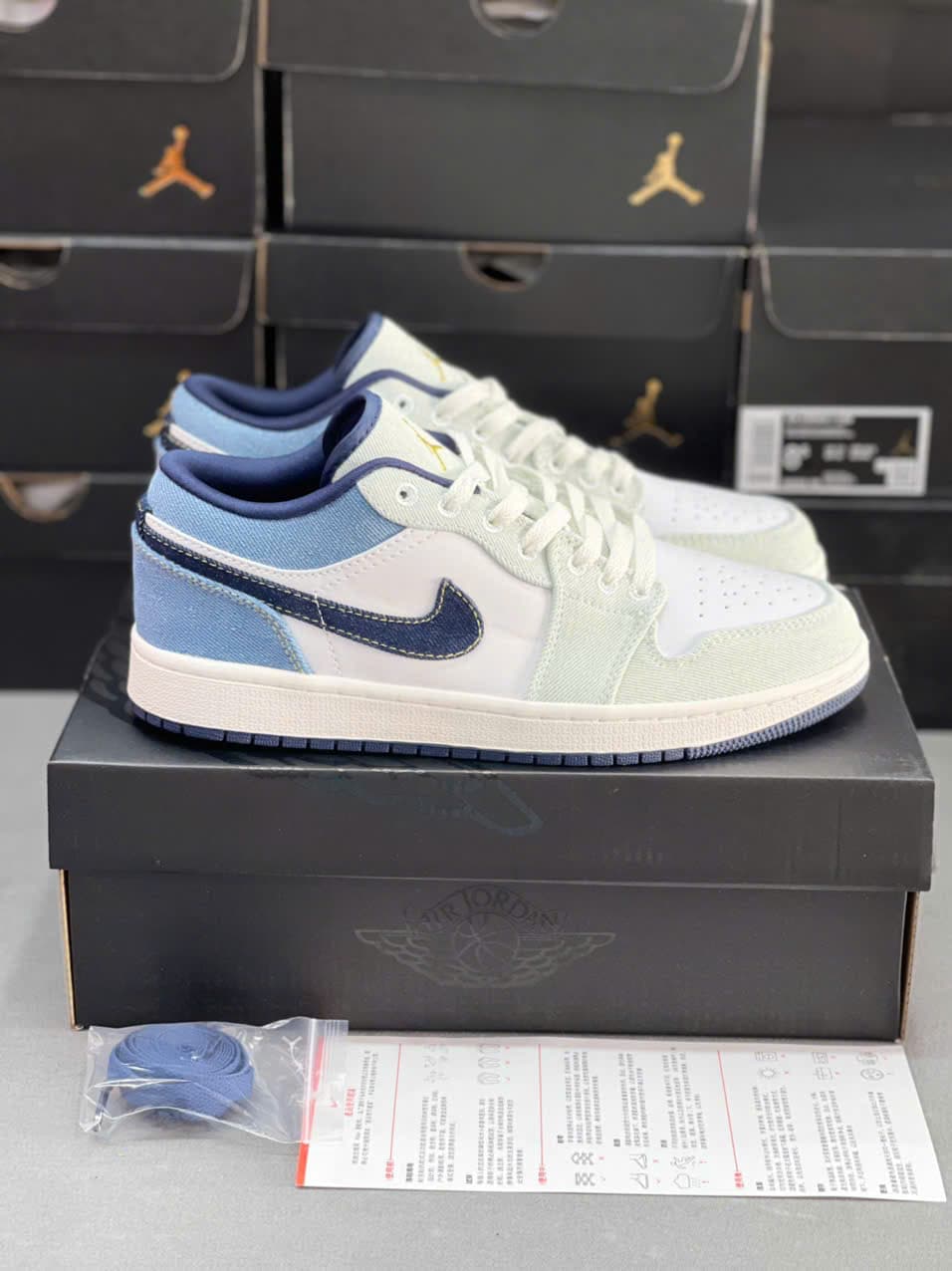 Jordan Low Demin Trắng - Xanh bò - Jordan chính hãng | PandaBSport
